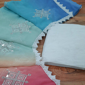 Multicolor Sequins Embroidered Georgette Saree