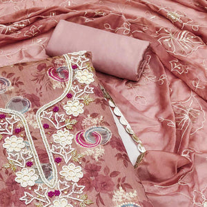 Mauve Woven Chanderi Silk Dress Material