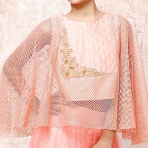 Peach Handwork Netted Lehenga Choli