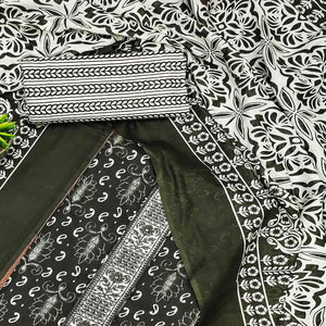 Green Foil Printed Pure Cotton Dress Material