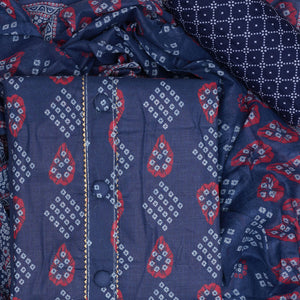 Blue Bandhani Printed Cotton Blend Dress Material