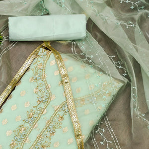Sea Green Woven Organza Dress Material