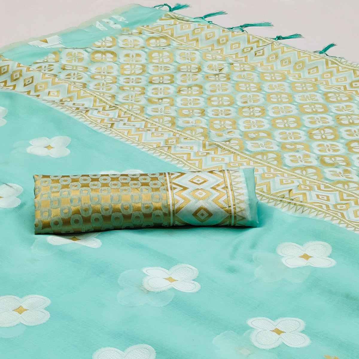 Turquoise Woven Modal Saree
