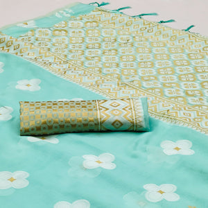 Turquoise Woven Modal Saree