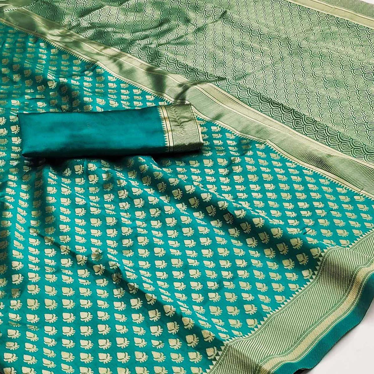Green Woven Banarasi Silk Saree