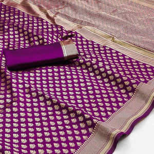 Purple Woven Banarasi Silk Saree