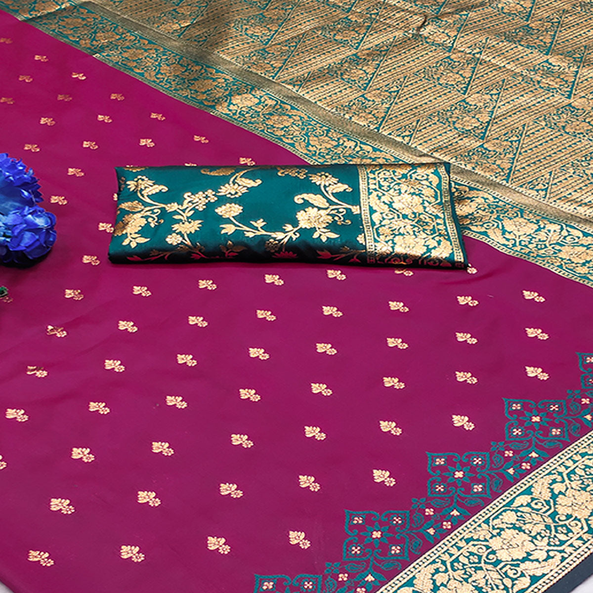 Dark Purple Cotton Silk Saree with Intricate Zari Weaving