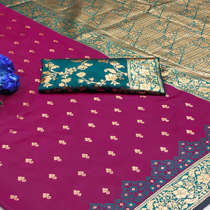 Dark Purple Cotton Silk Saree with Intricate Zari Weaving