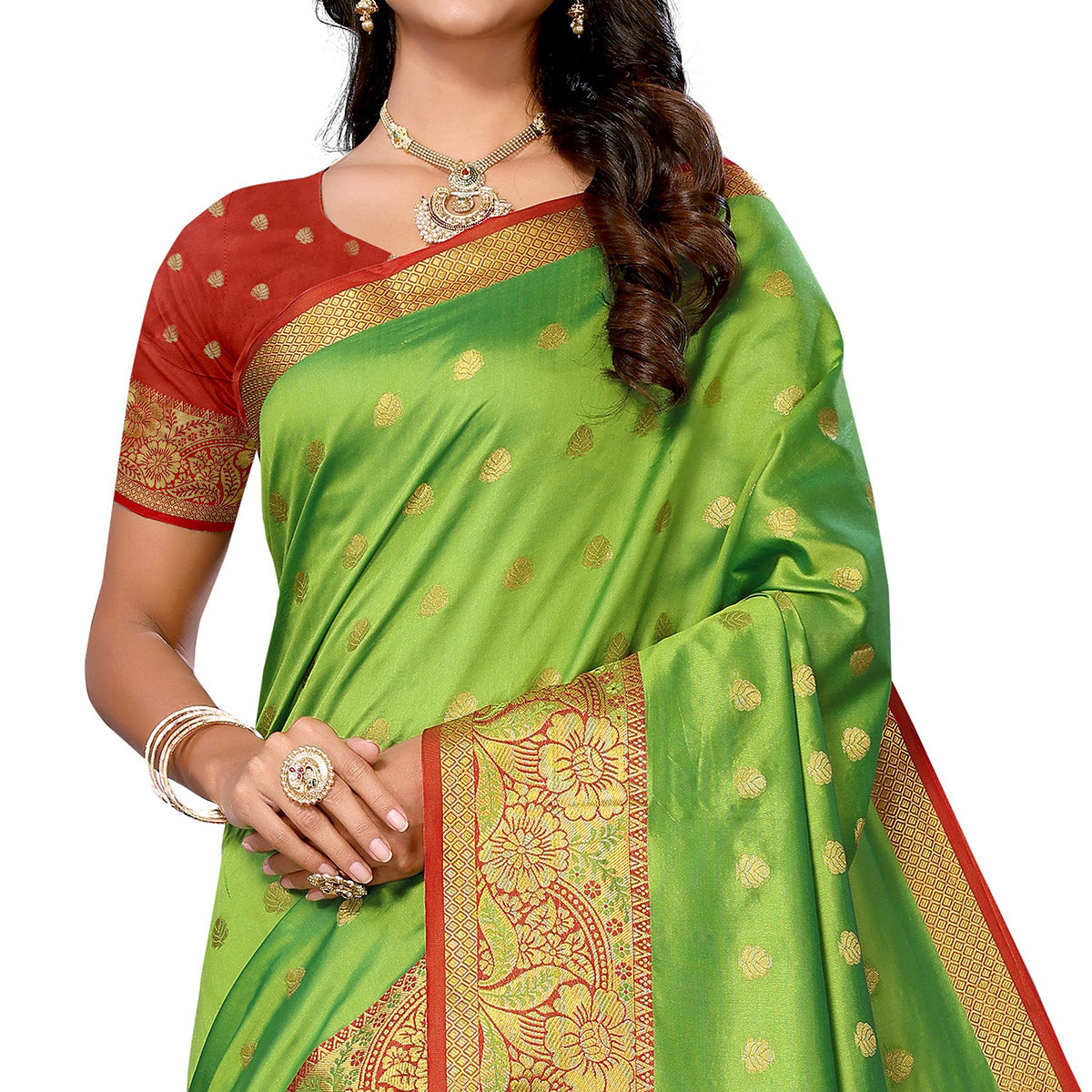 Green Woven Banarasi Silk Saree