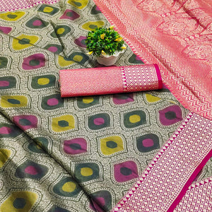 Grey Woven Banarasi Silk Saree