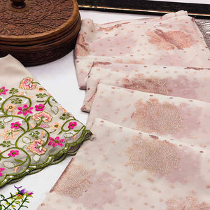 Off White Floral Printed Georgette Saree