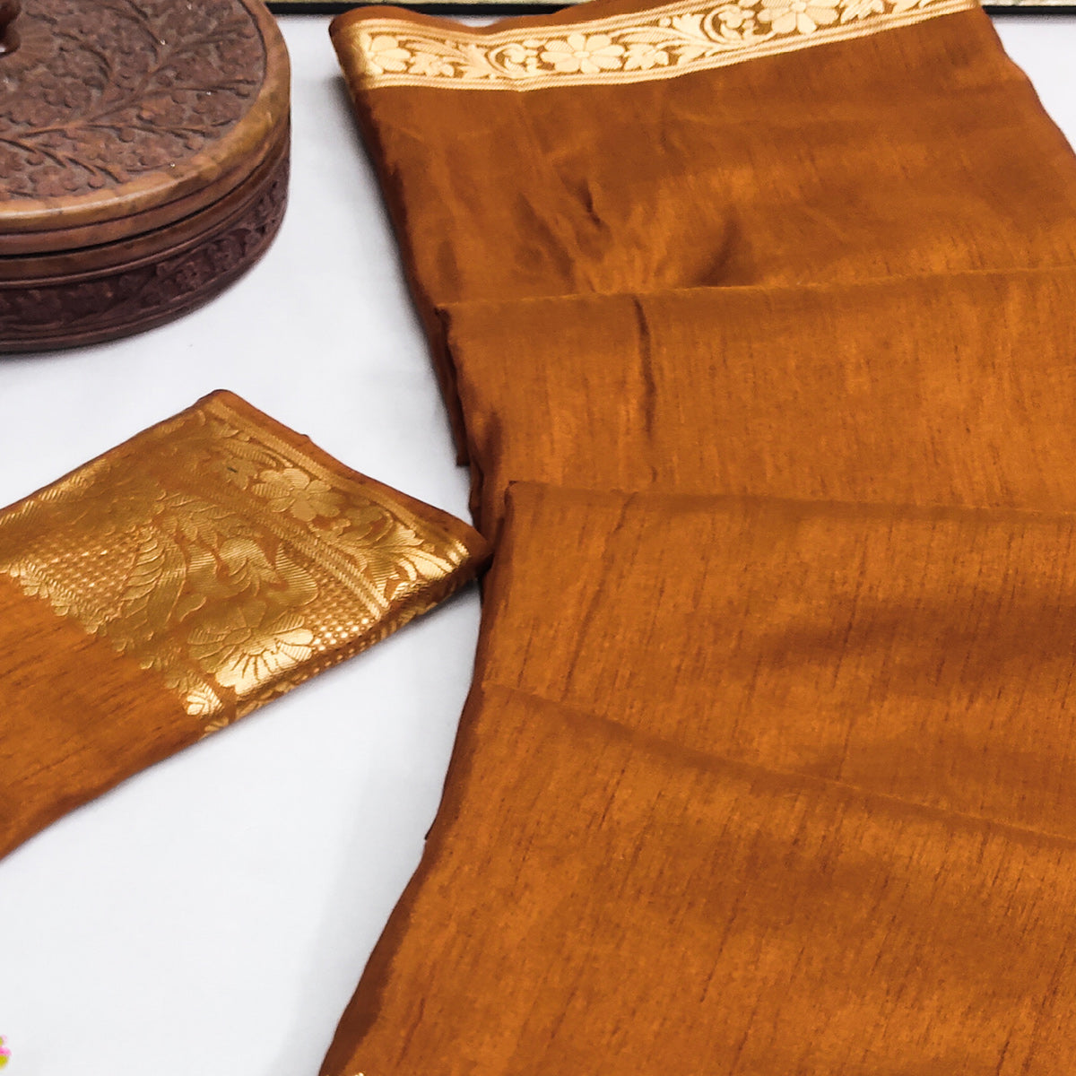 Mustard Woven Art Silk Saree