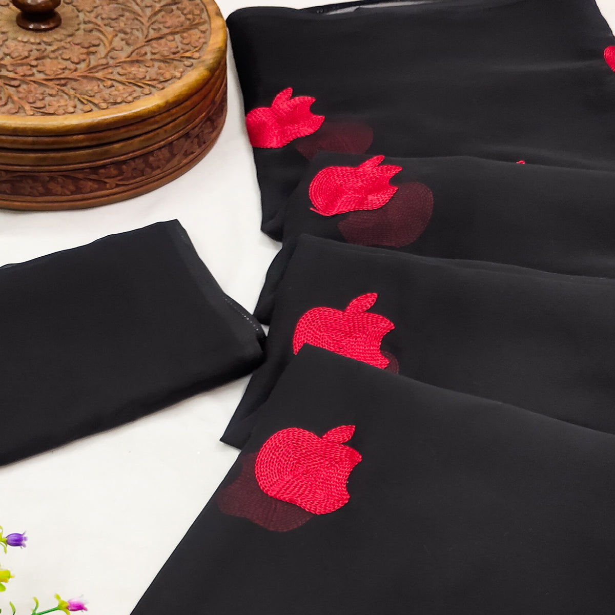 Black Embroidered Georgette Saree