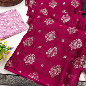 Pink Foil Printed Chiffon Saree