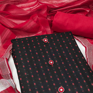 Black Woven Pure Cotton Dress Material