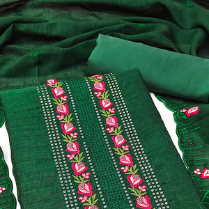 Green Embroidered Vichitra Silk Dress Material