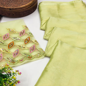 Green Solid Chiffon Saree