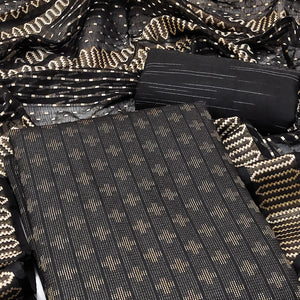 Black Woven Pure Cotton Dress Material