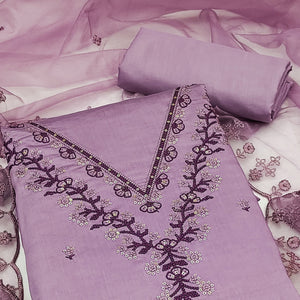 Purple Sequins Embroidered Viscose Dress Material