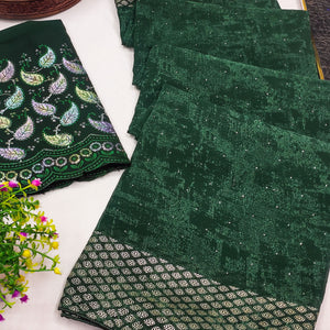 Green Abstract Printed Georgette Saree