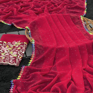 Pink Swarovski Work Embroidered Georgette Saree