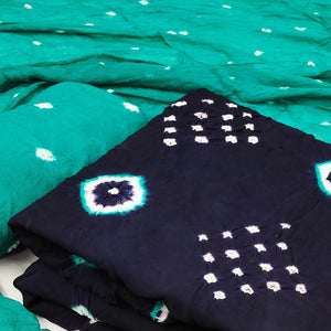 Blue & Turquoise Tie & Dye Printed Rayon Dress Material