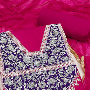 Pink Floral Sequins Embroidered Viscose Dress Material