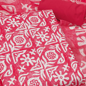 Pink Traditional Batik Print on Linen Dress Material