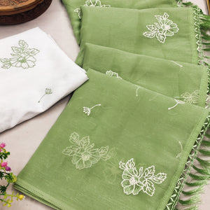Designer Green Chiffon Saree with Intricate Floral Embroidery