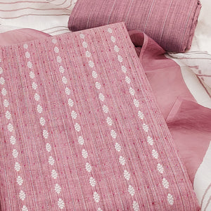 Classic Rose Pink Pure Cotton Dress Material Featuring Intricate Weaving