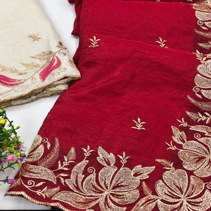 Pink Golden Thread Embroidered Chiffon Saree for Elegant Evening & Celebration Styling