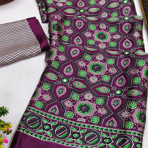 Modern Style Magenta Ajrakh Printed Crepe Silk Saree for Elegant Party Occasions