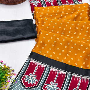 Classic Mustard Crepe Silk Saree Enhanced with Bandhani Work for Timeless Appeal