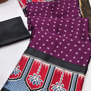 Classic Purple Crepe Silk Saree Enhanced with Bandhani Work for Timeless Appeal