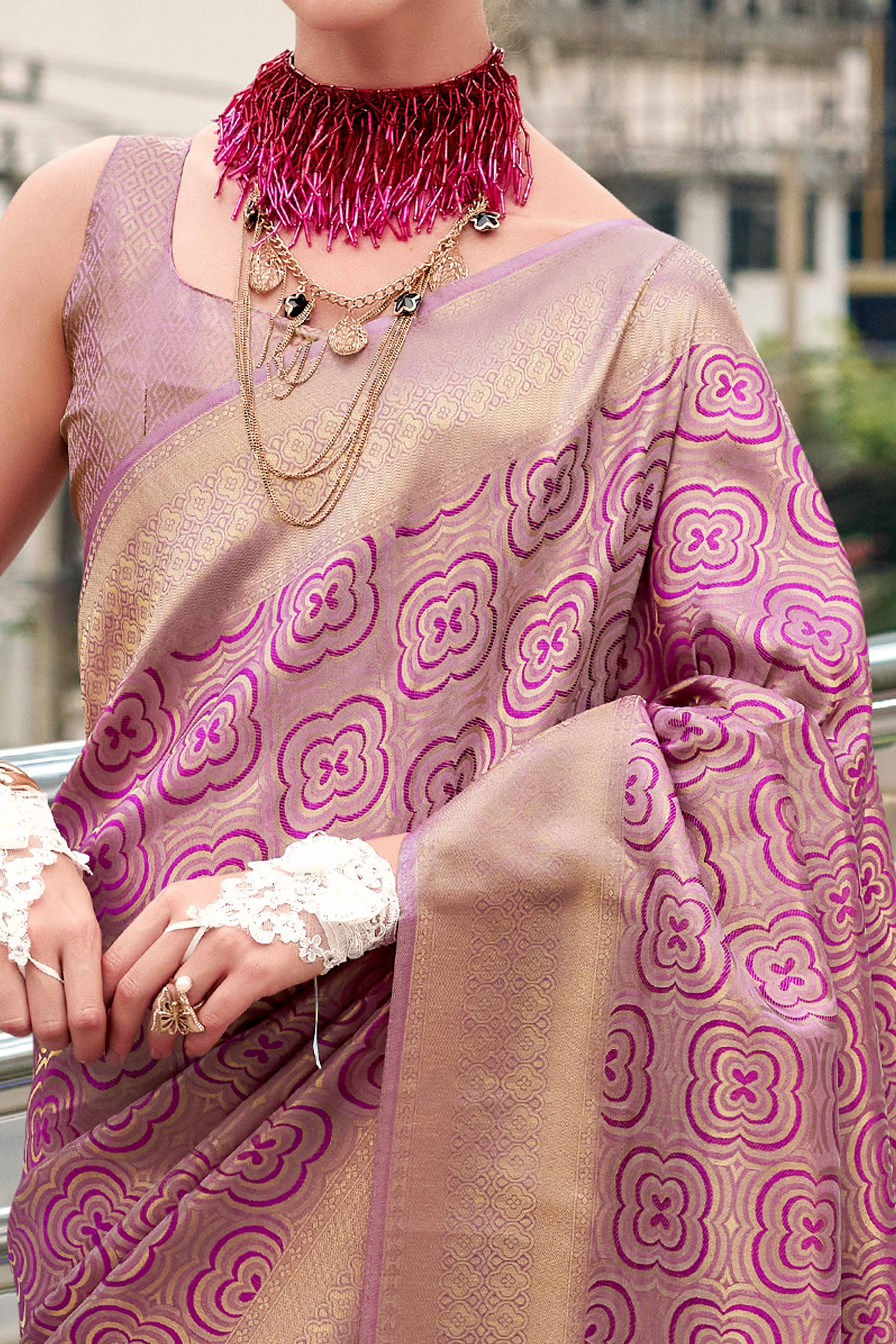 Purple Zari Woven Kanjivaram Silk Saree