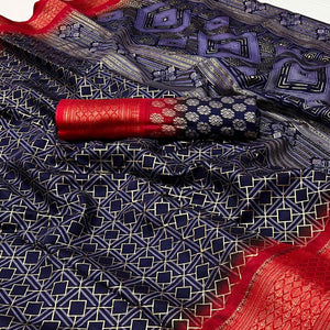 Blue Foil Printed Dola Silk Saree