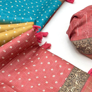 Multicolor Maheshwari Cotton Silk Saree with Bandhani Patterns