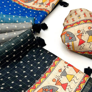 Lightweight Multicolor Maheshwari Cotton Silk Saree with Classic Bandhani Prints