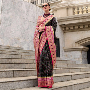 Black Zari Woven Banarasi Silk Saree
