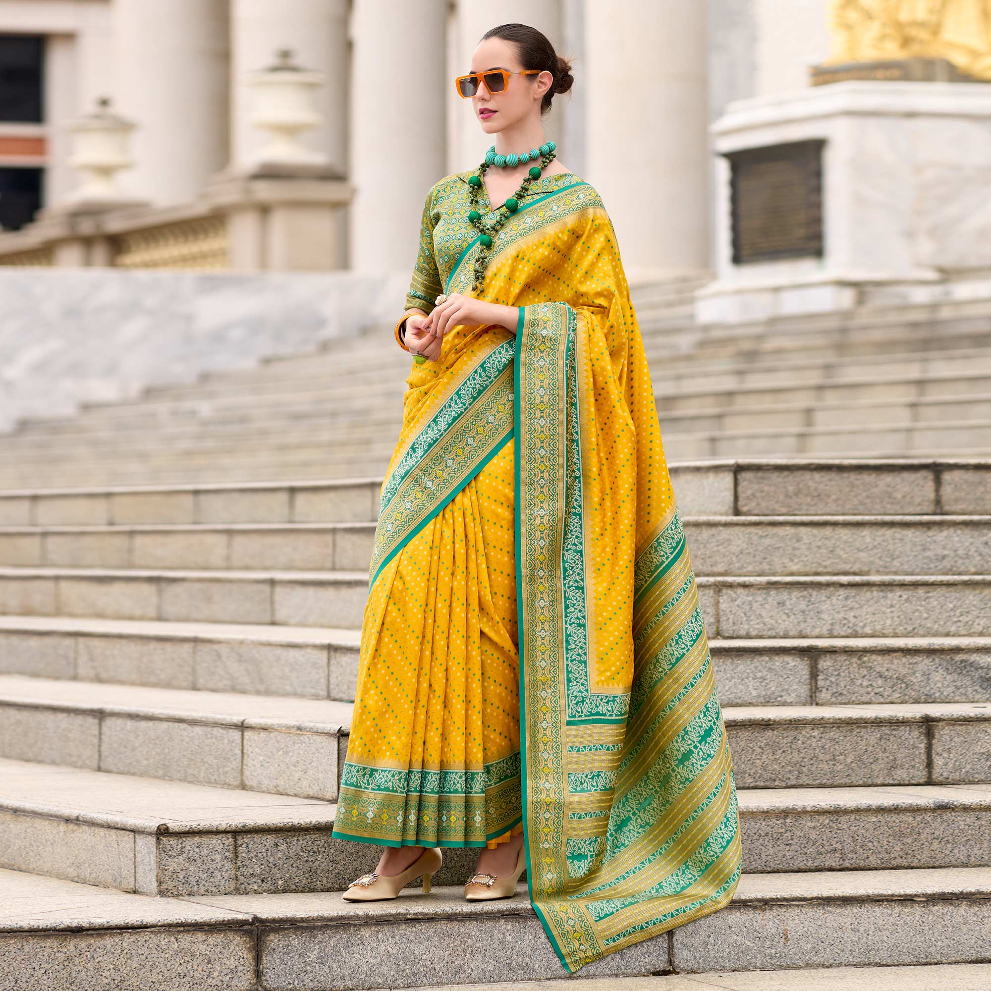 Yellow Zari Woven Banarasi Silk Saree