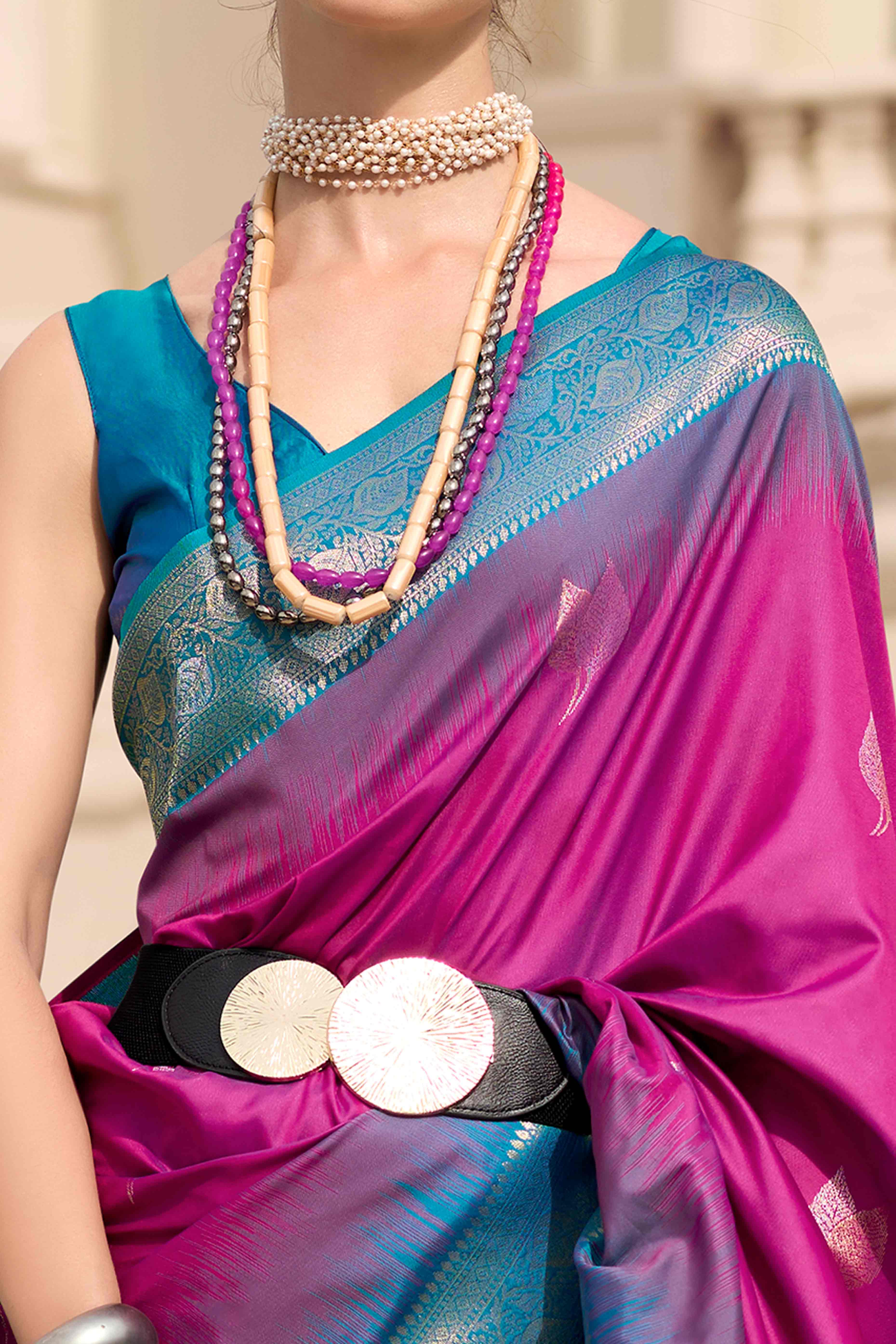 Warm Purple Zari Weaving Pure Silk Saree