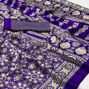 Purple Printed Crepe Saree