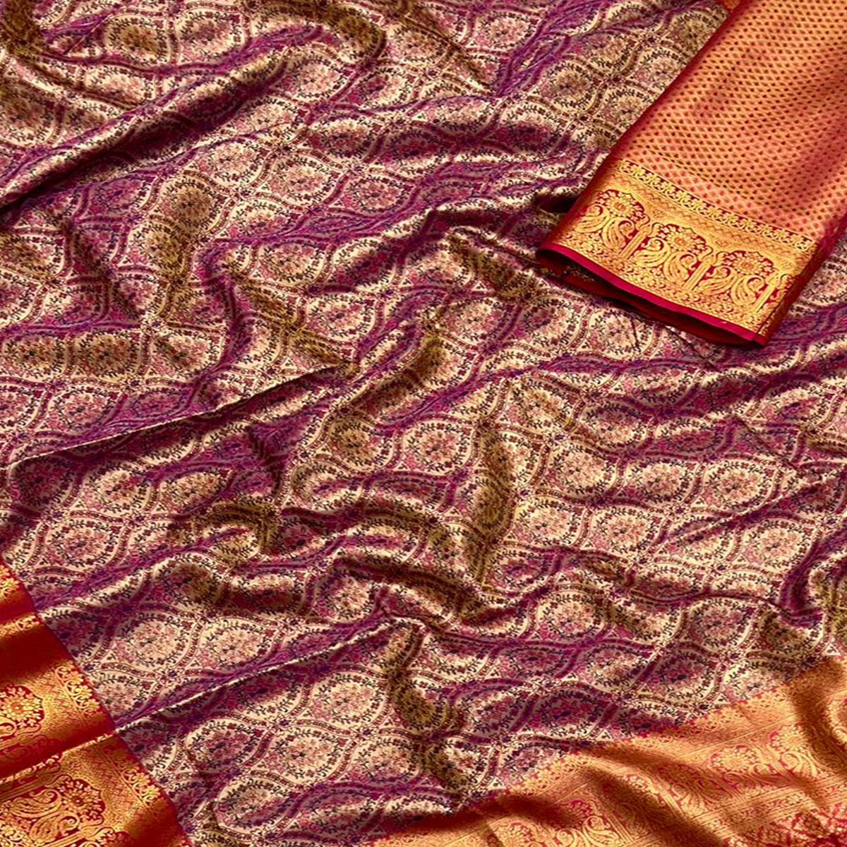 Purple Woven Art Silk Saree