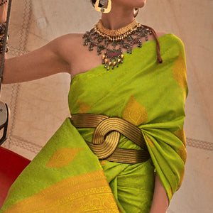 Green Woven Satin Two Tone Saree