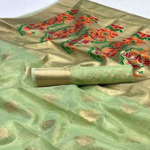 Green Woven Tissue Paithani Saree