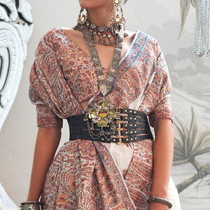 Off White Woven Chanderi Silk Saree