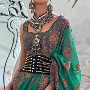 Green Woven Chanderi Silk Saree