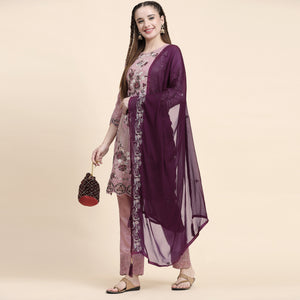 Pink Floral Embroidered Georgette Semi Stitched Pakistani Suit