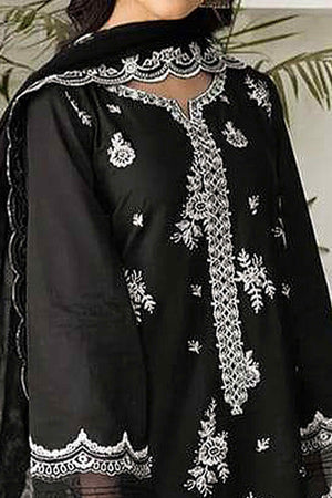Black Floral Embroidery Georgette Semi Stitched Pakistani Suit