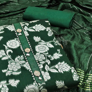 Green Floral Woven Modal Dress Material